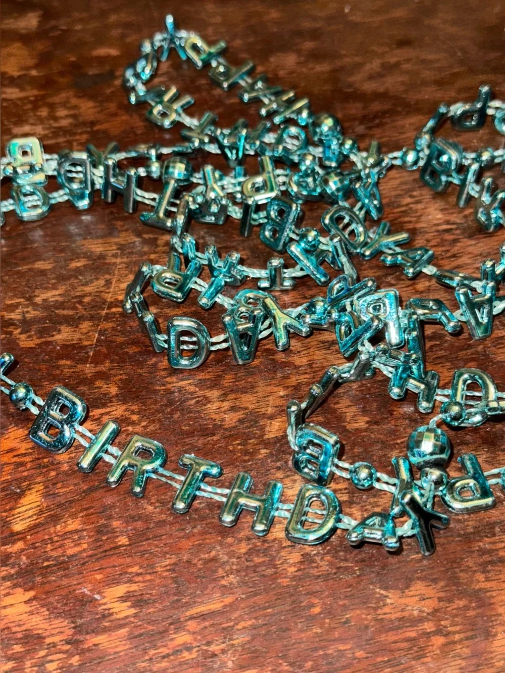 Qty. 2 Plastic Turquoise 'Happy Birthday' Letter Bead Necklace